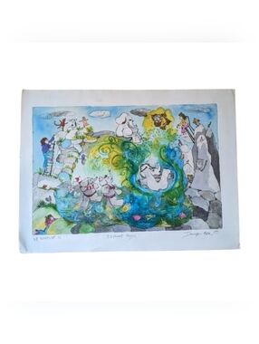 Hand colored original signed Etching, printmaking & Watercolor💎♥🐘♥️⭐